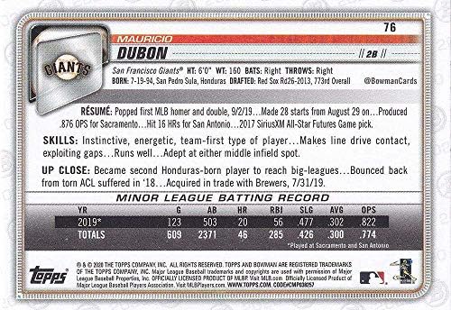 2020 Bowman 76 Mauricio Dubon San Francisco Giants MLB Baseball Card NM-MT