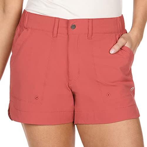 O American Outdoorsman Hem Curved 4 Shorts para mulheres, perfeito para caminhadas, caminhadas, atividades