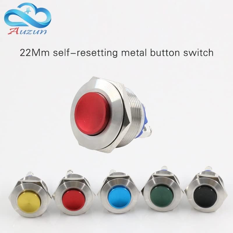 Botão de botão de push de 22 mm de altura de metal, botão de redefinição instantaneamente campainha vermelha