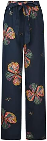 Calça de linho feminino ioga praia impressão simples casual de tamanho grande calça elástica cintura prateada