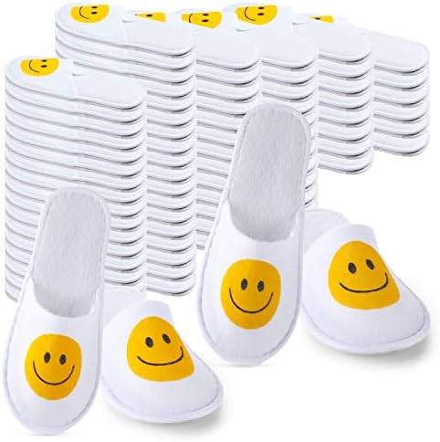 Coume 30 pares Slippers descartáveis ​​brancos chinelos unissex spa Slippers de casa não deslizam Smile