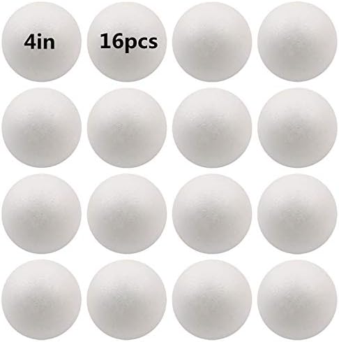 4 polegadas 16pack Craft Foam Ball Poliestireno branco Bola redonda, para suprimentos de artes