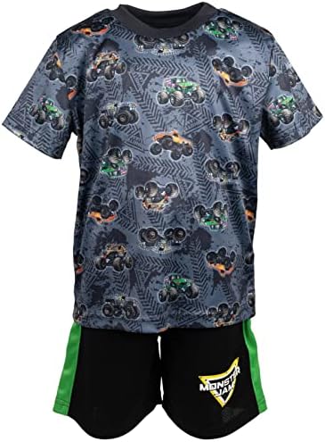 Monster Jam Trucks 3 peças conjunto de roupas: shorts de malha de camiseta de camiseta