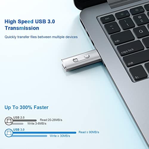 Raoyi 64 GB USB Stick para o telefone, 3 em 1 USB 3.0 Tipo C Drive flash de alta velocidade Photo