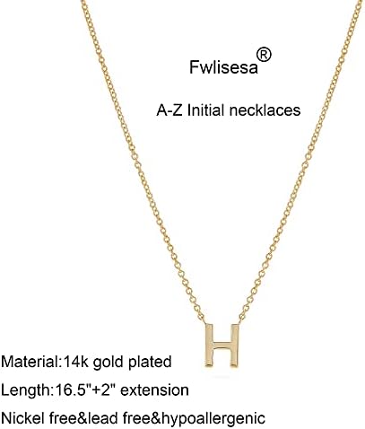 Colares iniciais de ouro de ouro para mulheres meninas, 14k Gold penteado colar de letra de letra personalizada