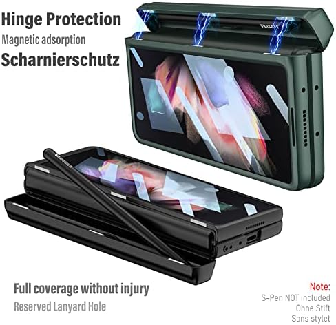 Caixa de telefone Kumwum para Samsung Galaxy Z Fold 3 5g com o suporte de caneta S e Kickstand