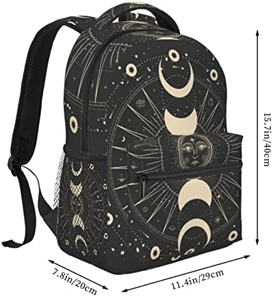 Dadabuliu Escola Backpack Moon Mystic Sun Astrologia Tarô Goth For Women Girl Student Bookbag