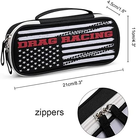 Drag Racing American Flag Saco de Lápis Pen Case Cosmética Bolsa de maquiagem Porta de caixa de armazenamento