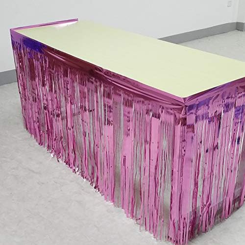 Blukey 29x108 polegadas de mesa de mesa de margem metálica Banner rosa