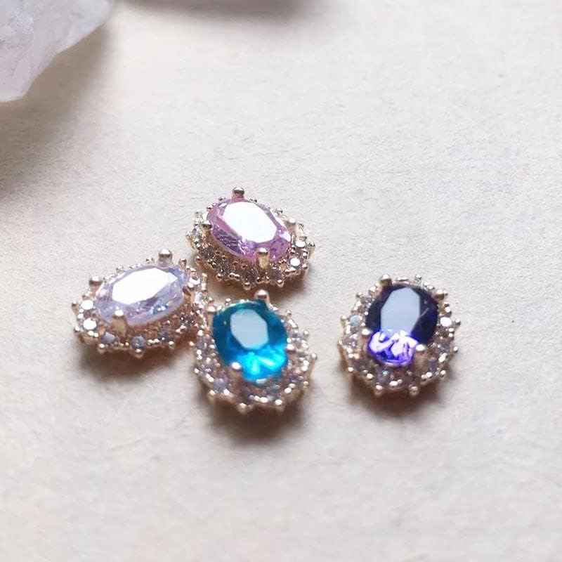 5pcs de luxo de luxo de luxo flash diamante zircão decoração de unhas de cor jóias de preservação de água oval