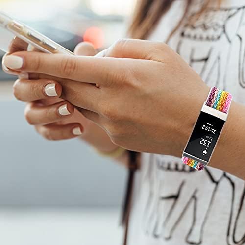 【2Pack】 Elastic Watch Band Compatível com Fitbit Charge 4/Carga 3/Carga 3 SE, Nylon macio de tecido