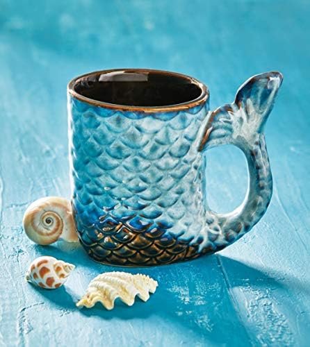 Tag Mermaid Tail em forma de chá Chocolate quente caneca azul