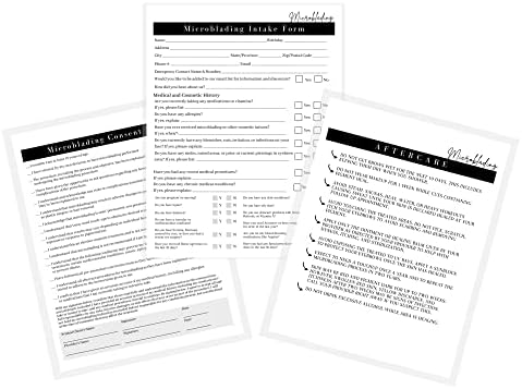 Ingestão de microblading, consentimento e forma de pós -tratamento | 75 pacote | 8.5 x 11 A1 Formulários | Assinatura