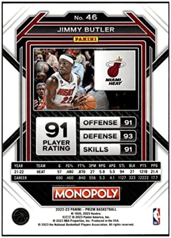 Jimmy Butler 2022-23 Panini Monopoly Prizm 46 nm+ -mt+ NBA Basketball Heat