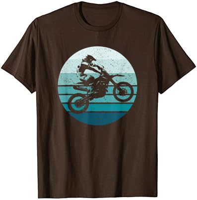 Motocross, Retro Vintage, Rider de bicicleta de terra, camiseta de fundo do pôr-do-sol