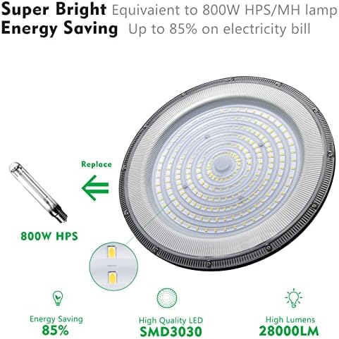 Bulbeats 200W LED High Bay Light 28000lm 5000K ETL Light High Bay Led Light com plugue UFO High Bay