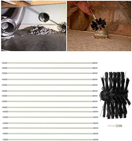 Chimney Sweep Kit de lareira Bruzes de chaminé 6/9/12/15 Kit de escovas de varredura de chaminés, conjunto de