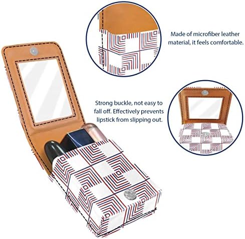 Caixa de batom Oryuekan com espelho bolsa de maquiagem portátil fofa, bolsa cosmética, padrão geométrico minimalista