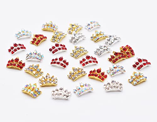 Lifoost 30pcs Crown unhas Charms com shinestones ouro e prata jóias de unhas para unhas artes 3d unhas grandes