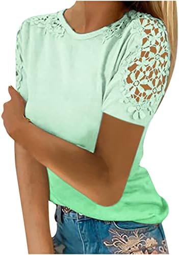 T-shirt de verão feminina 2023 Impressão casual de laca redonda Hollo