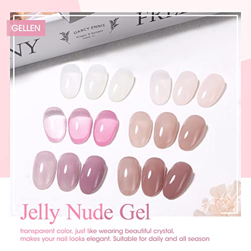 Gellen Jelly Gel Achaness, kit translúcido em gel de gel de gel nude rosa nud