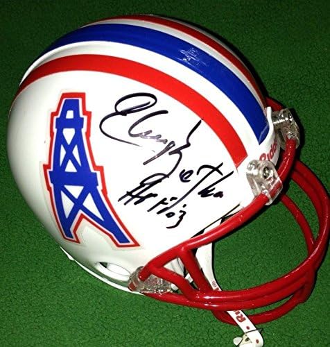 Elvin Bethea assinou Houston Oilers Mini capacete CoA - Mini capacetes autografados da NFL