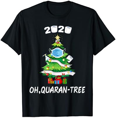 2020 Funny Quarenten Christmas Tree Ornament Mask Gift Men T-Shirt