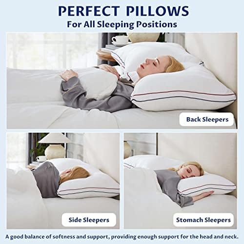 Travesseiros de cama para casa para dormir - conjunto de tamanho queen de 2 travesseiros reforçados alergias