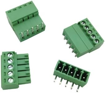 200 PCS Pitch Pitch 3,5mm ângulo 5way/pino parafuso Terminal Block Connector com pino de ângulo Cores verdes
