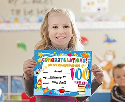 Facraft 30pcs 100º dia de certificados de prêmios escolares para crianças 100 dias Certificado mais inteligente