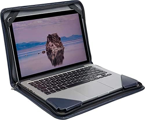 Broonel Blue Leather Laptop Messenger Case - Compatível com HP 14a -ndi2na 14 Chromebook