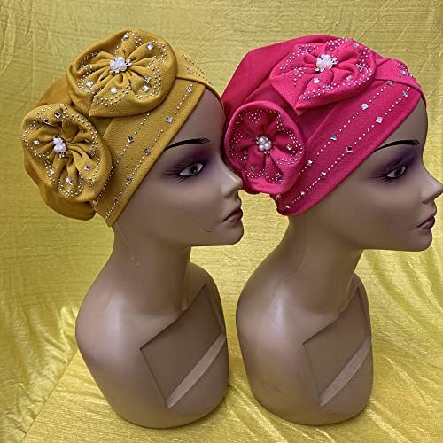 Chapéus de turbante de flor da moda Mulheres Bap miçangas para lenços de cabeça embrulhada na