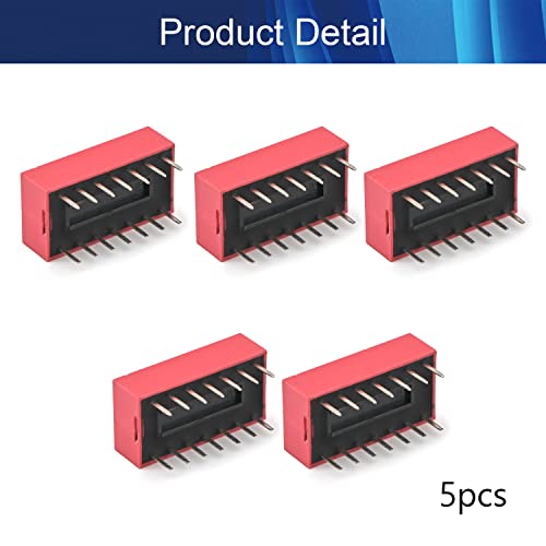 5pcs Red Dip Switch Horizontal 1-7 Posições de 2,54 mm para placas de pão de circuito PCB, Aicosineg