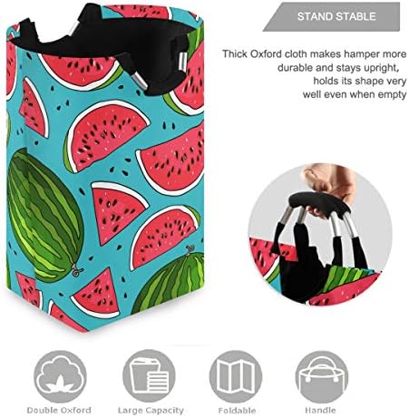 VISESUNNY Tropical Watermelon Blue Padrão grande cesto de lavanderia com alça Toys de cesta de lavanderia dobrável