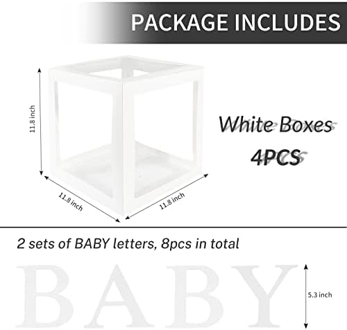 Caixas de bebê perpaol com cartas para chá de bebê, 4pcs Block Block Block Block com 8 letras para