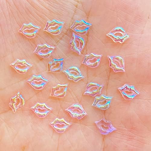 Sparkling 100 PCs 3D Lips encantos kawaii mini unhas shinestones jóias glitter acrílico unhas