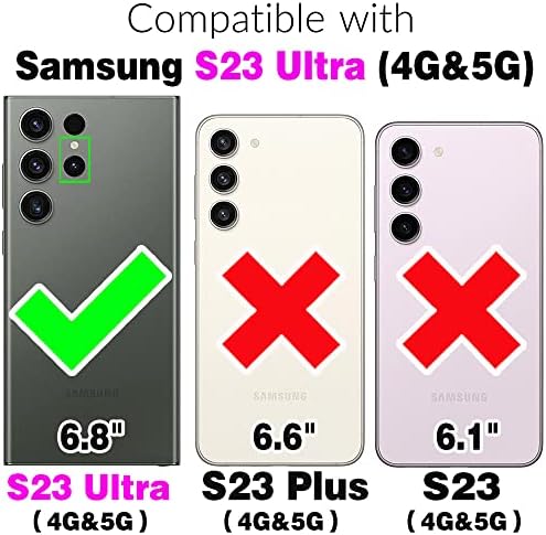 ASUWISH Compatível com a caixa da carteira Samsung Galaxy S23 Ultra 5G e acessórios de células