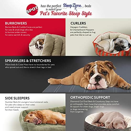 Spot Sleep Zone Puppy Camas para cães pequenos laváveis ​​- almofada reversível 18 polegadas Cama de animais