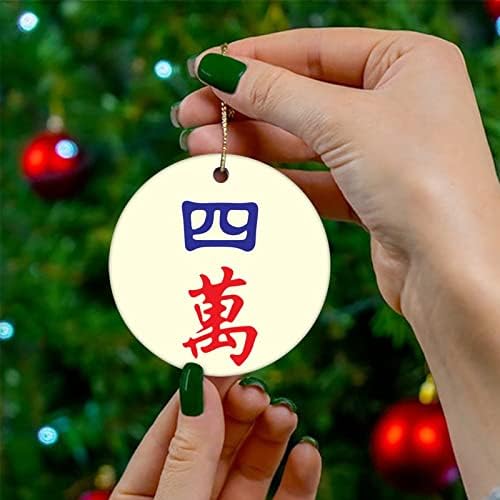Ornamentos de lembrança de natal chineses mahjong cerâmica brindes ornamentos ornamentos mahjong game árvore