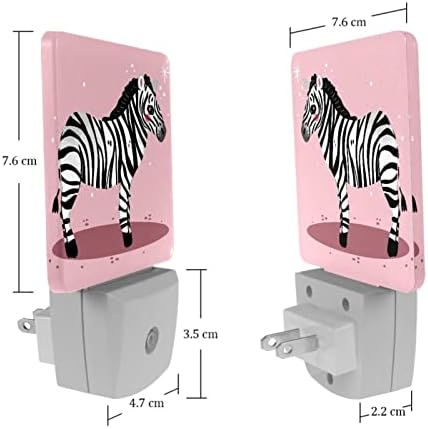2 pacote de pacote Night Light Light Auto/On/Off Switch, Ilustração Zebra Ideal para quarto, banheiro, viveiro,