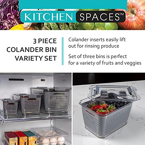 Espaços de cozinha Lixeira de armazenamento de alimentos empilháveis, pacote de variedades, cinza