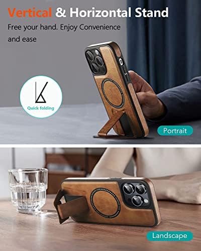 WTCase projetado para iPhone 14 Pro Max Leather Case com Kickstand, capa de luxo para homens, casos de telefone