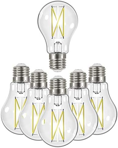 Lâmpadas de filamentos de LEDs de Satco Dimmable, S12417, lúmens altos, 8 watts, A19; Claro; Base