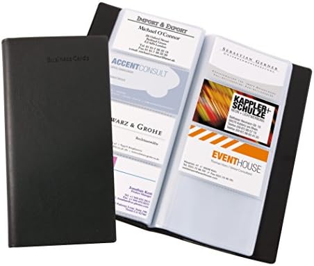 Sigel VZ171 Livro de cartões de visita, aparência de couro, preto, Matt, com 20 bolsos de plástico transparente
