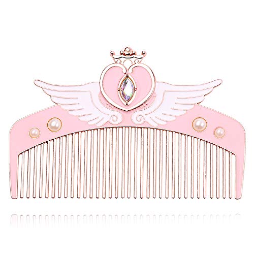 SailorMoon Makeup Detangler Pent - pente de cabelo de cabelo de metal rosa fofo com cristal em forma