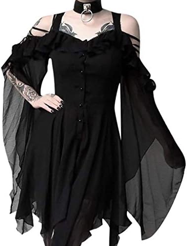Vestidos góticos de ombro frio pbnbp feminino