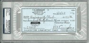 Walt/RW Cunningham assinou cheque pessoal 1820- encapsulado 84041067 - PSA/DNA Certificado - Assinaturas de