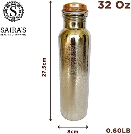 Garrafa de água de cobre pura de Saira-Large 32 Oz-Boost Your Health-enormes benefícios-Manflexado