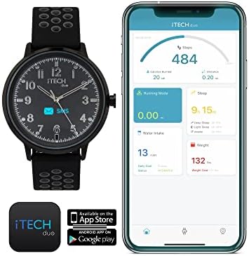 DUO ITECH SmartWatch Rastreador de fitness STEP Counter Sleep Monitor Notificações GPS conectadas