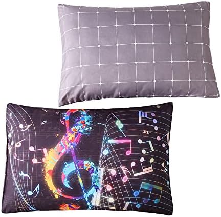 Music Note Conjunto de quadras de adultos Cama de cama musical Set Music Bedding temática para adolescentes